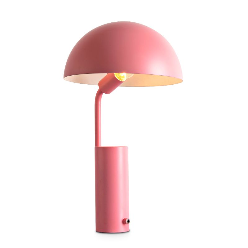 Dome Iron Night Task Lighting Modernist 1-Light Black/White/Pink Desk Light with Cylinder Base