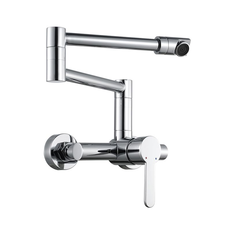 Modern Wall Mounted Pot Filler Faucet in Chrome Kitchen Faucet with Single Level