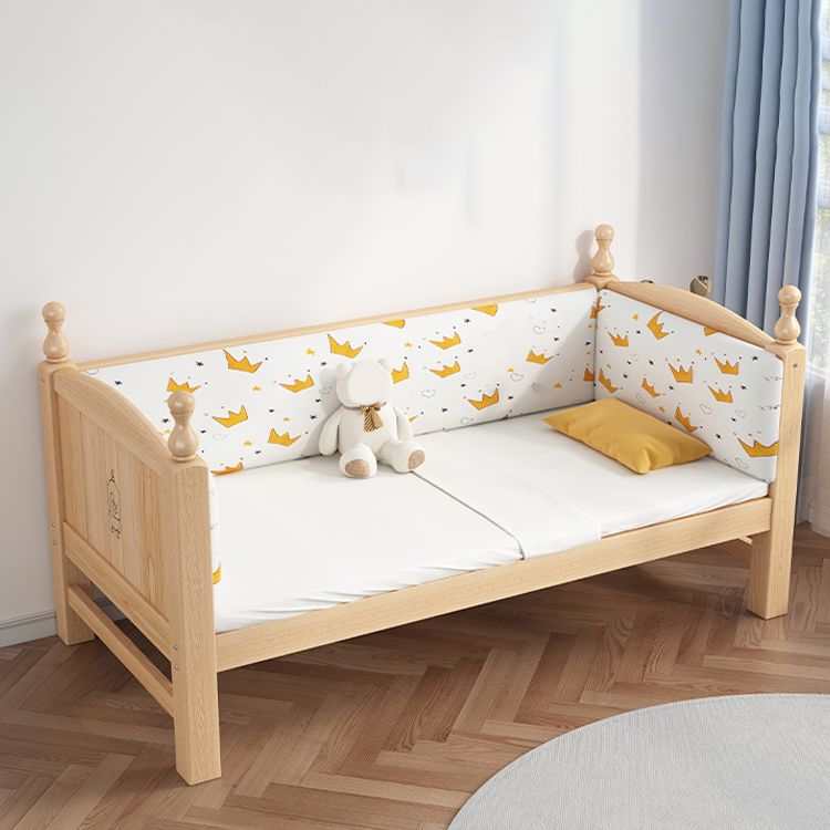 Solid Wood Kids Bed Gender Neutral Scandinavian No Theme Toddler Bed with Guardrail