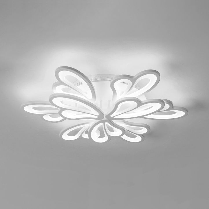 21.5"/23.5"/25.5" Wide Modern Floral LED Flush Lighting Acrylic 3/5/9 Heads Living Room Ceiling Mount Light Fixture in Warm/White/Natural Light