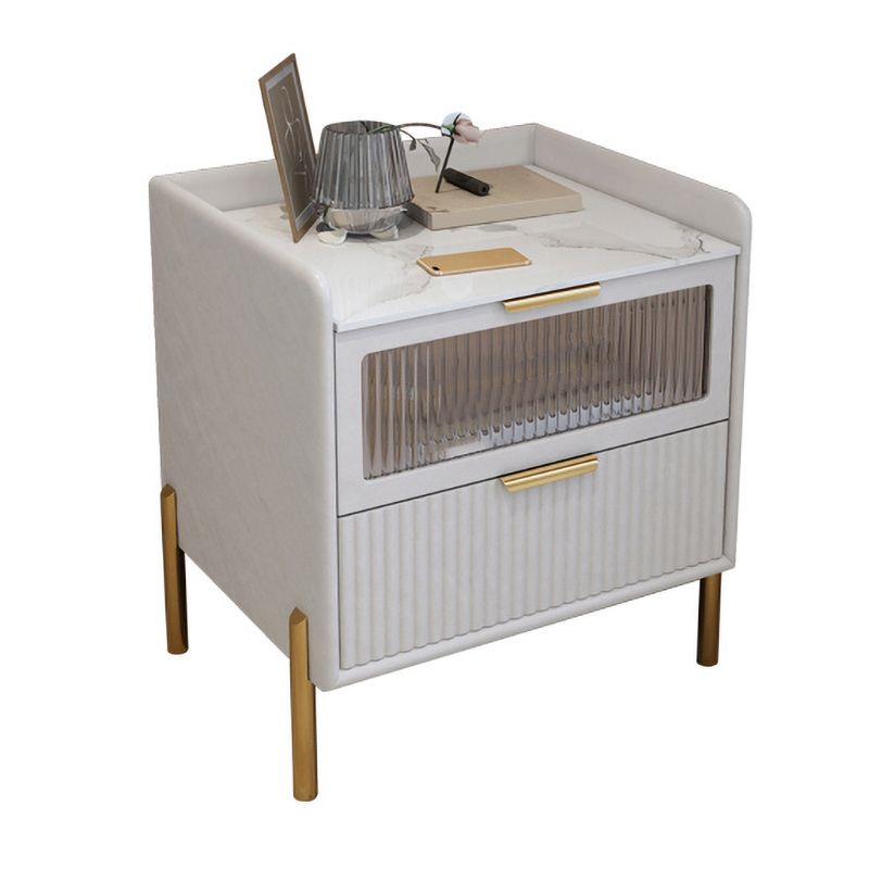 Glam Pine Wood Accent Table Nightstand Drawers Included with Legs