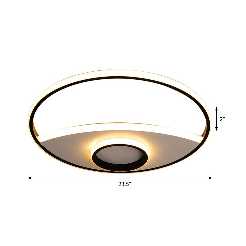 Silver Circle Ceiling Fixture Modern Acrylic 16"/19.5"/23.5" Flushmount Lights in Warm/White