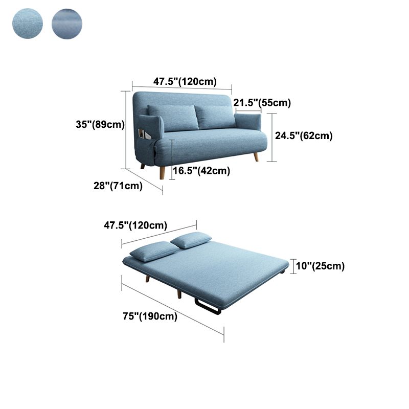 Contemporary Recessed Arm Cotton Blend and Faux Leather Sofa Bed