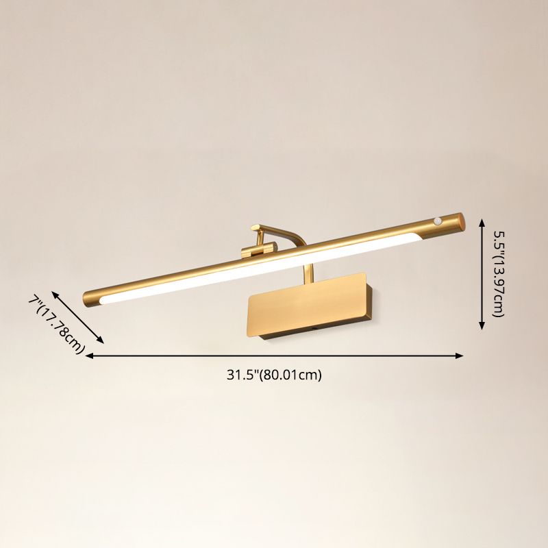 Modern Linear Wall Mount Light Fixture Induction Metal 1-Light Wall Lamp for Bathroom