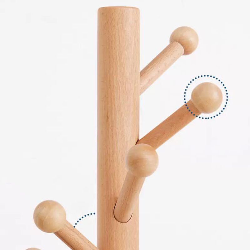 Modern Coat Rack Hooks Solid Wood Coat Rack for Entry Living Room