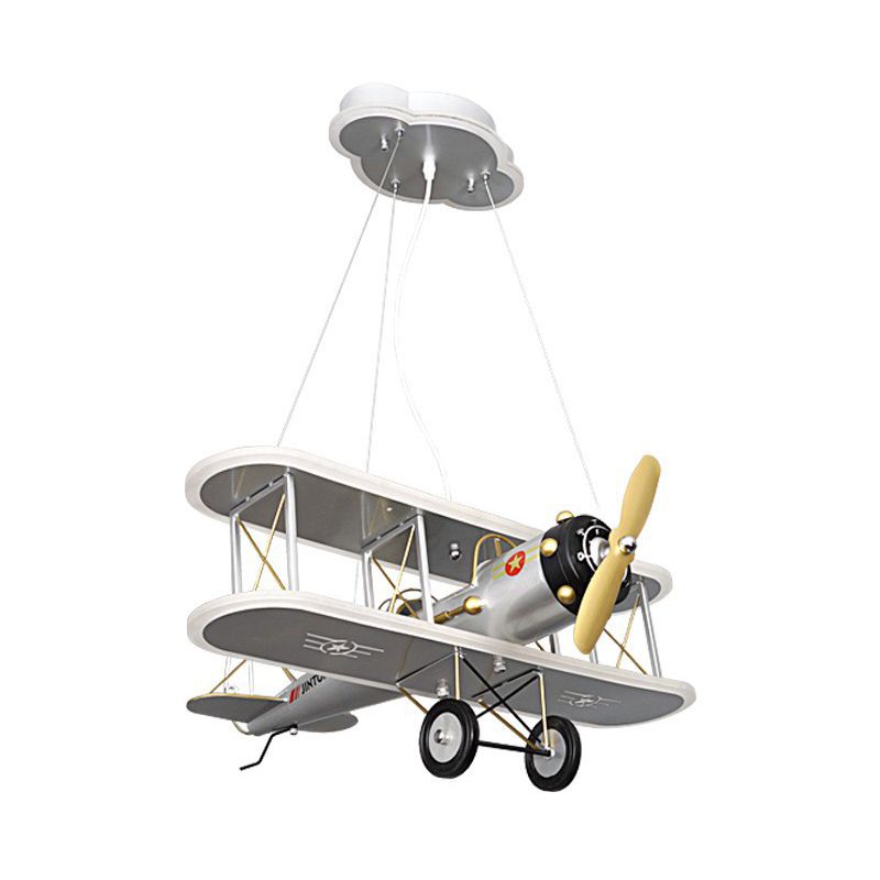 1 Light Prop Plane Pendant Lamp Kids Metallic Ceiling Lamp for Boys Bedroom Living Room