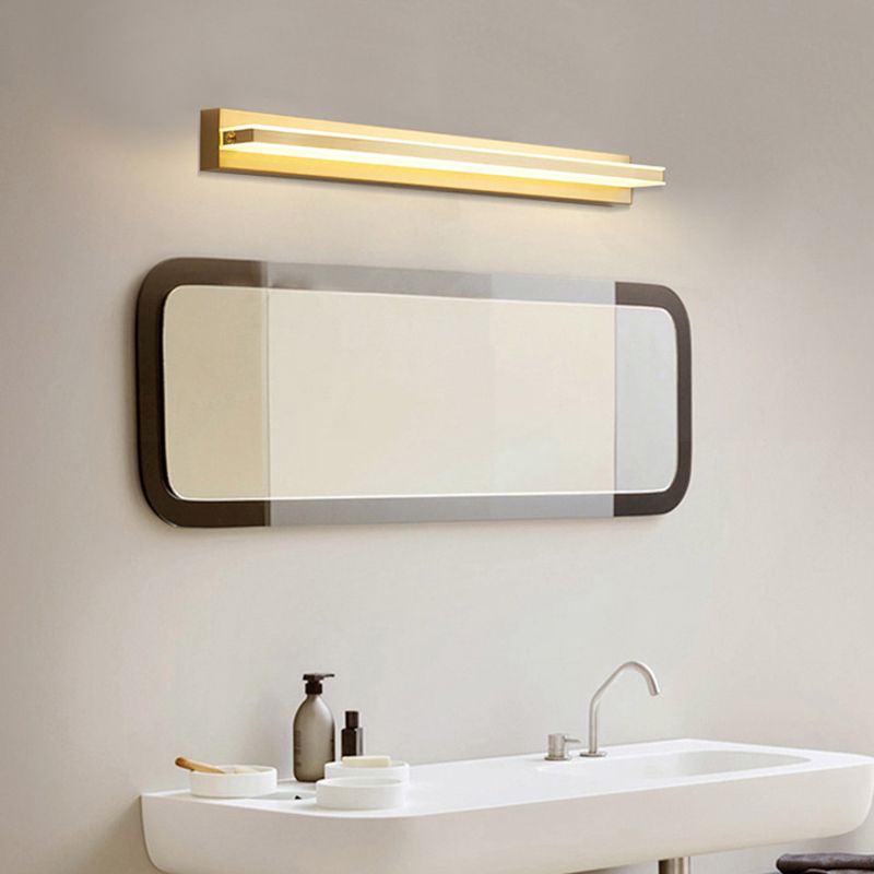 Modern LED Vanity Light Brass Mirror Front Light with Acrylic Shade for Hotel