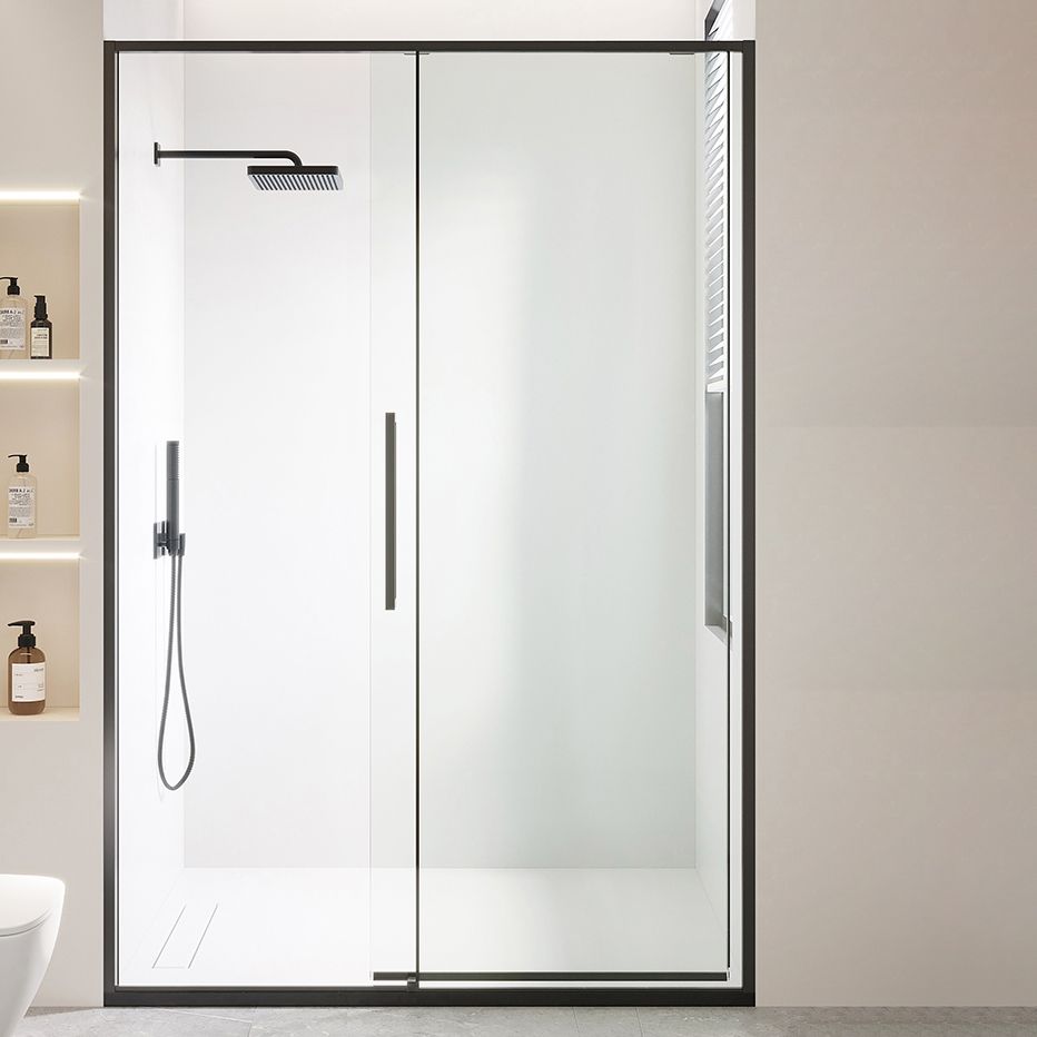 Black and Silver Shower Bath Door Framed Double Sliding Shower Bath Door