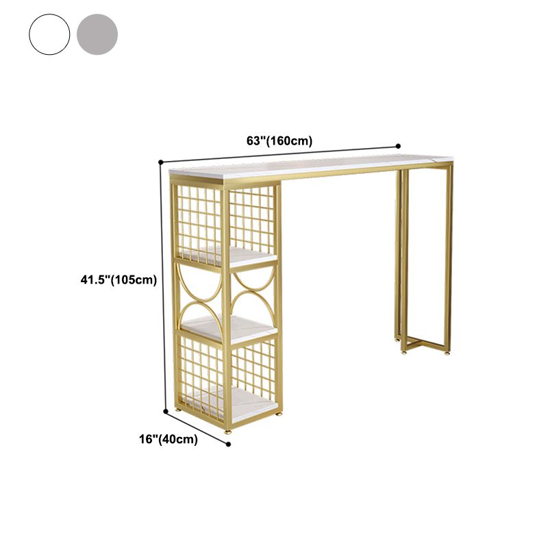 Contemporary Double pedestal Patio Bar Table Indoor Stone Bistro Bar Table with Storage