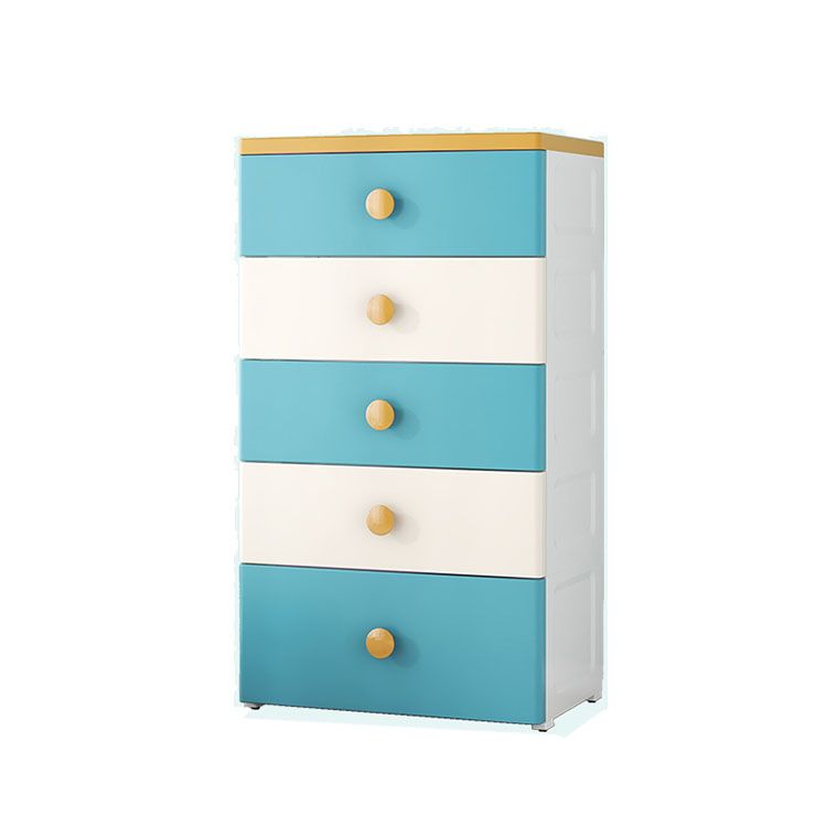 Scandinavian Chest Kids Nightstand Plastic Nursery Dresser with 5 Drawers