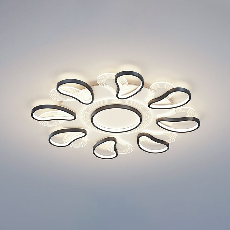 Metal Flower Shape Flush Ceiling Light Modern Style Multi Lights Flush Mount Lighting