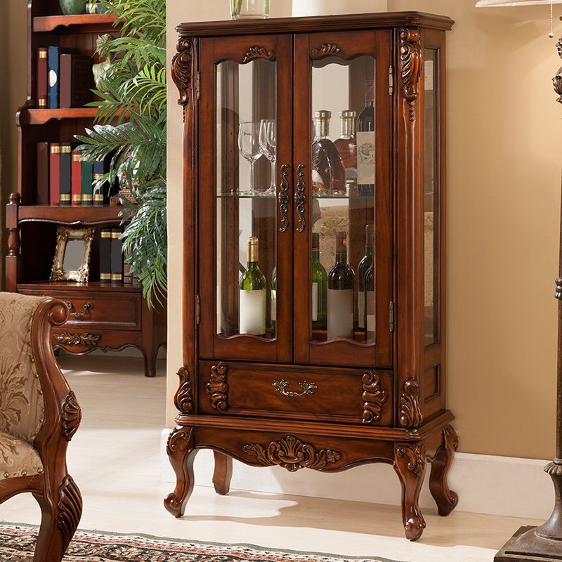 Traditional Curio Cabinet Birch Hutch Cabinet with Doors for Living Room