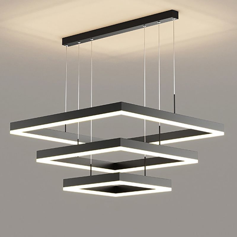 Multi-Layer Chandelier LED Hanging Pendant Light Fixture with Acrylic Shade for Bedroom