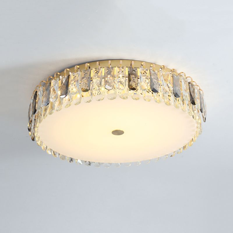 Modern Ceiling Light 1-Light LED Ceiling Mount Light with Crystal Shade for Living Room