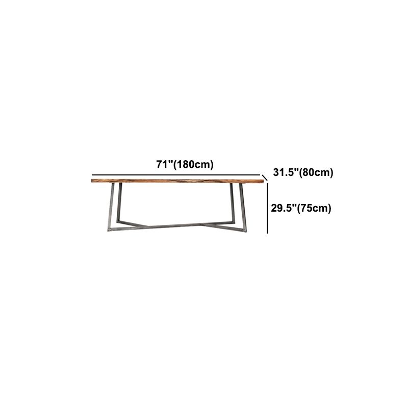 Industrial Pine Wood Office Desk Rectangular Desk with Metal Base