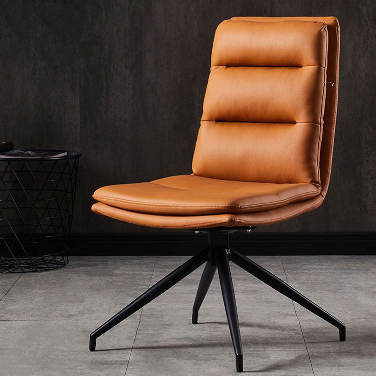 Minimalist Style Armless Solid Back Chair for Home Faux Leather Side Chair