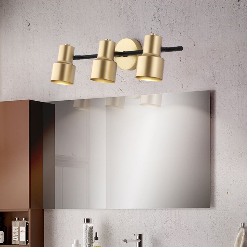 Luz de pared LED de oro en el estilo moderno conciso de hierro forjado aplastador de pared rotatable para el baño