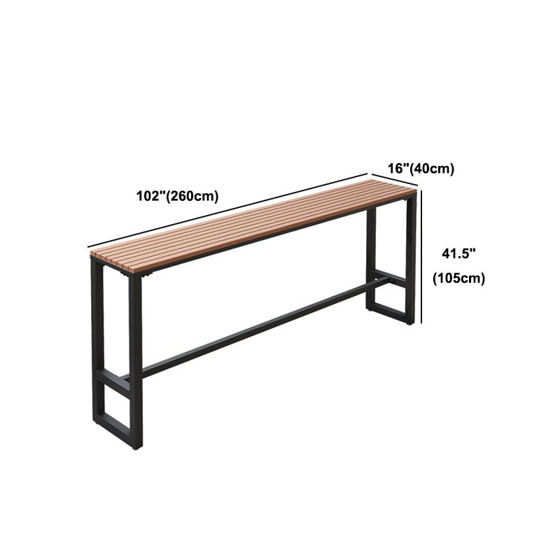 Wood Bar Dining Table Modern Rectangle Bar Table with Trestle Pedestal for Courtyard