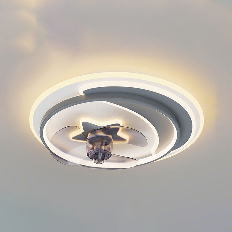 Carton de la lampe à fans de plafond en métal moderne LED Fush Mount Lightture avec une lame de ventilateur transparent