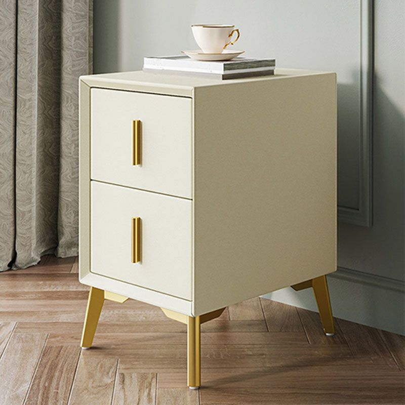 Wood Nightstand Glam 2 Drawer Night Table with Legs for Bedroom