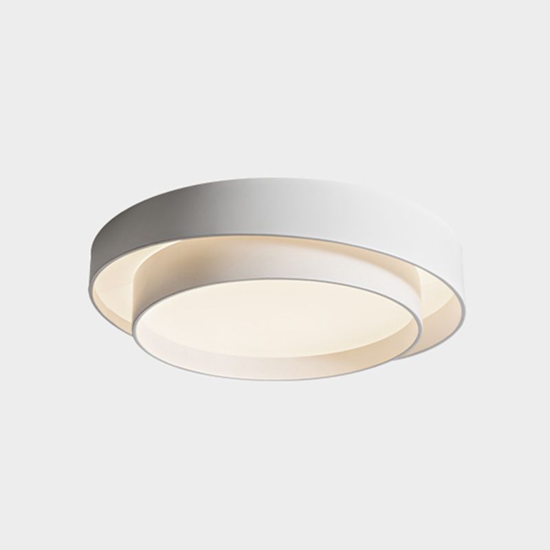 Contemporary Round Flush Light Metal 2 Light Flush Mount Ceiling Fixture