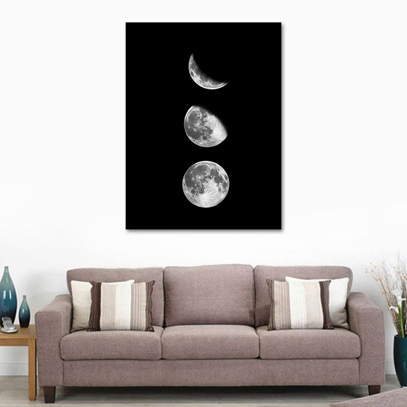 Canvas Textured Art Print Minimalistic Photographic Moon Eclipse Wall Decor for Home