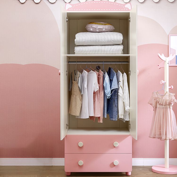 Pink  Hanging Clothes Rack Wood Hanging Clothes Rack With Doors