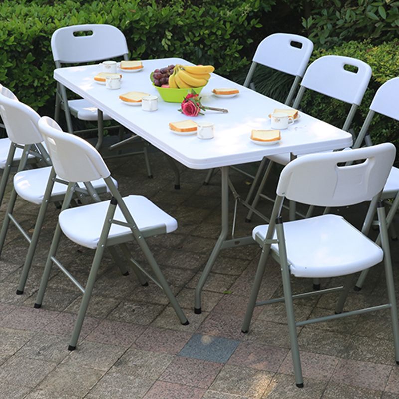 Rectangle Modern Dining Table White Plastic Table with Metal Frame