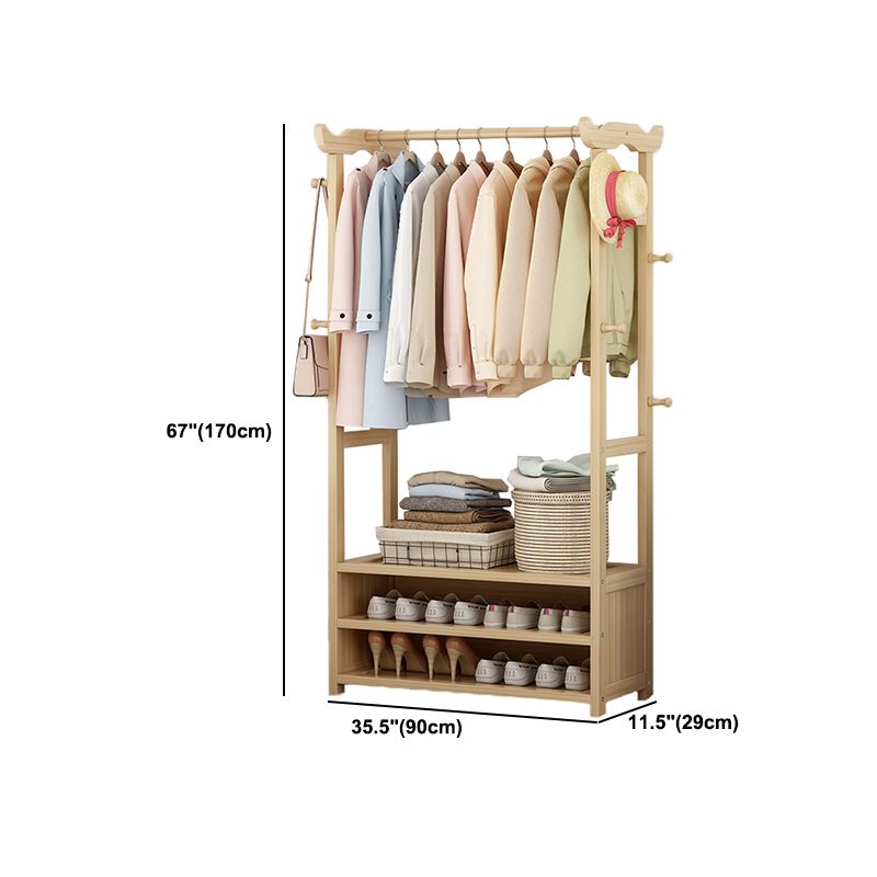 Entryway Kit Hall Tree Drawer Hooks in Burlywood Engineered Wood Coat Hanger