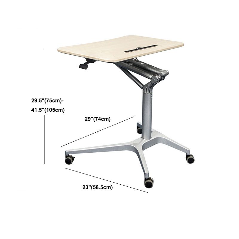 Contemporary Office Desk Rectangular Standing Desk Converter with Caster Wheels