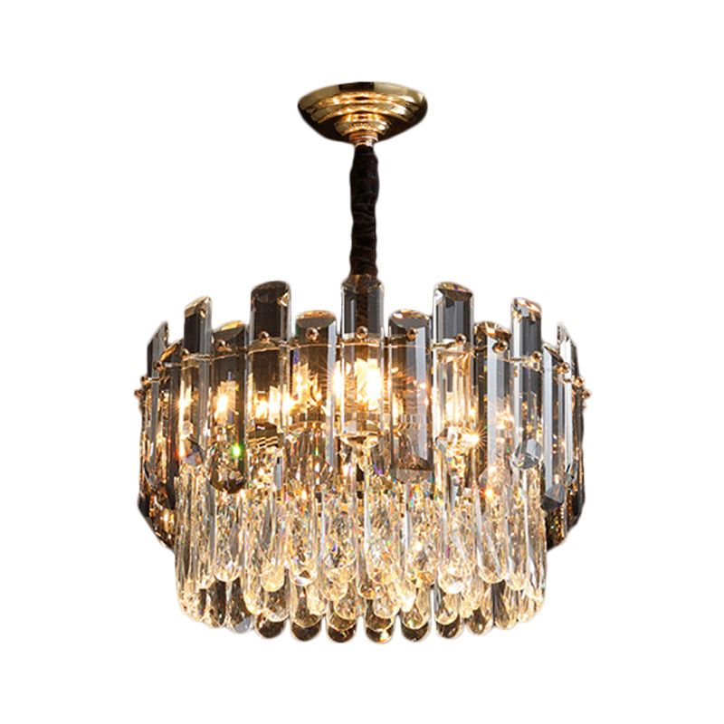 Lampe à suspension de tambour transparent moderne cristal prismatique 6 ampoules Dinning Hall Chandelier luminaire