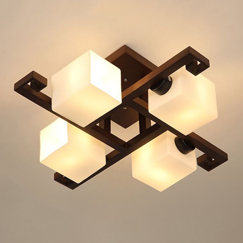 Modern Simple Wooden Ceiling Light Geometry Shape Ceiling Lamp for Living Room