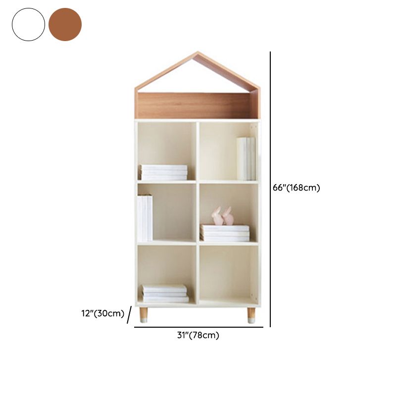 Industrial Closed Back Cubby Storage Bookcase Wood Bookshelf in Beech