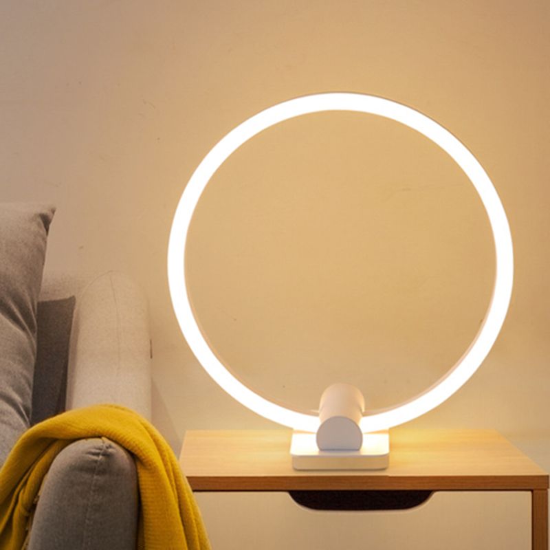 LED living Room Desk Light Modern White Task Lamp with Circular Acrylic Shade in Warm/White Light