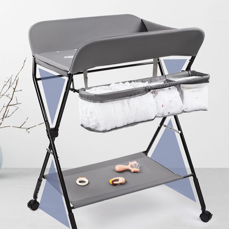 Modern Changing Table Metal Portable Baby Changing Table with  Shelf