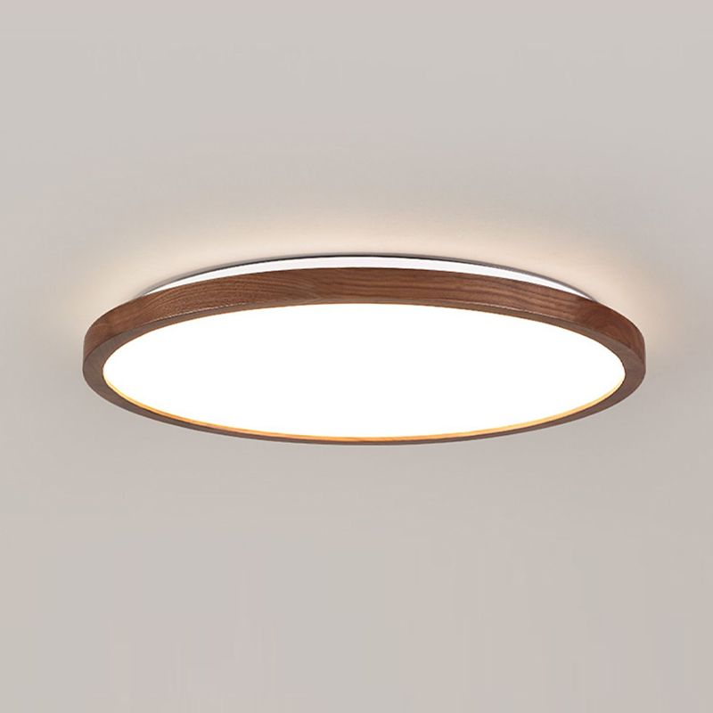 Modern Wood Flush Mount Circle Shape Ceiling Light with Acrylic Shade for Living Room