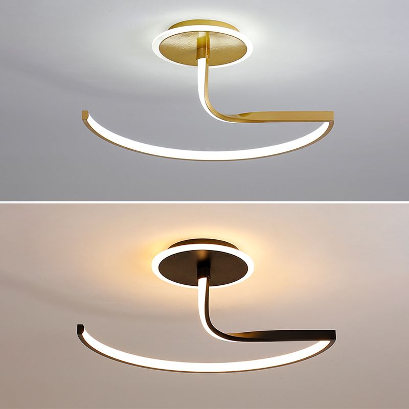 Linear Semi Flush Mount Light Modern Minimalist Metal LED Ceiling Flush Mount for Hallway