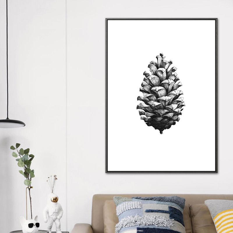 Intact Pine Cone Canvas Textured Scandinavian Style for Girls Bedroom Wall Art Decor