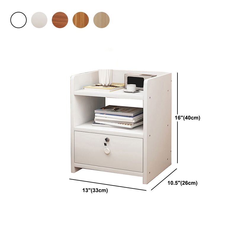 1-Drawer/2-Drawer Wood Nightstand 15.7" Tall Nightstand in Brown/ White/Natural