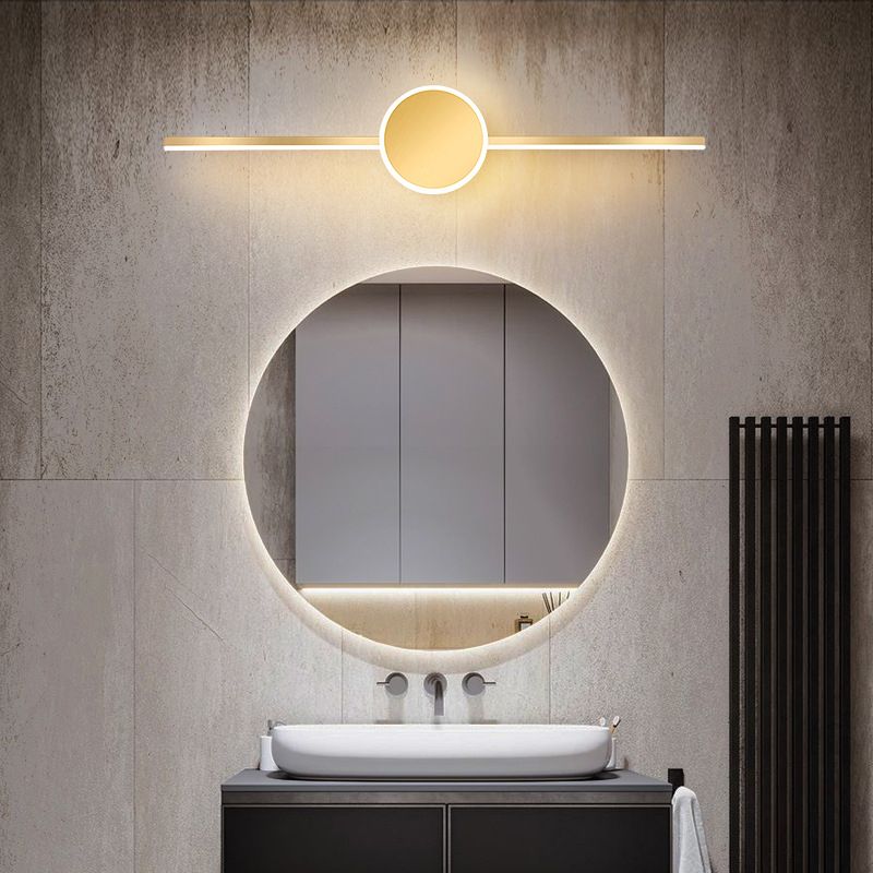 Minimalism LED Mirror Lamp Metal Vanity Light Fixtures in Gold for Bathroom