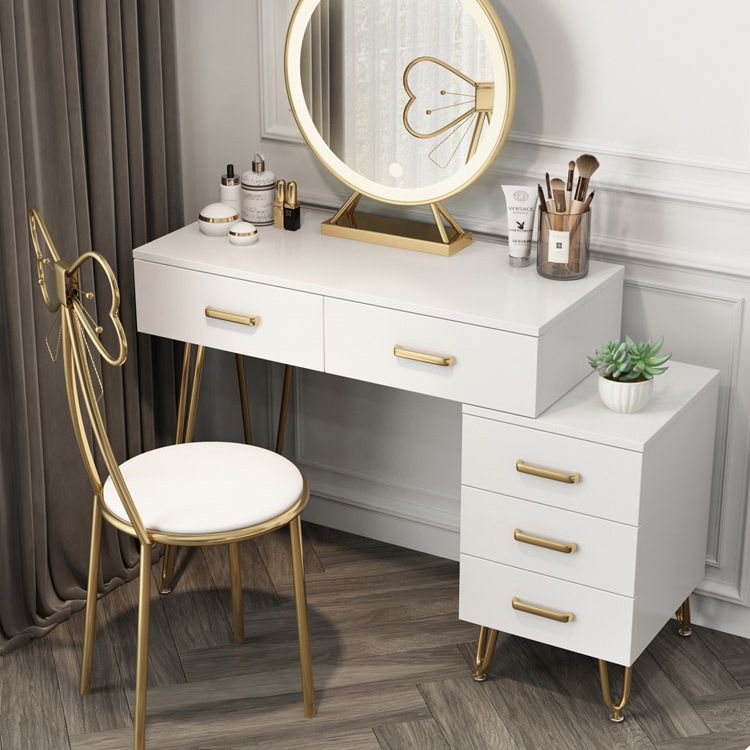 Wooden Vanity Desk in White Modern with Drawers Dressing Table