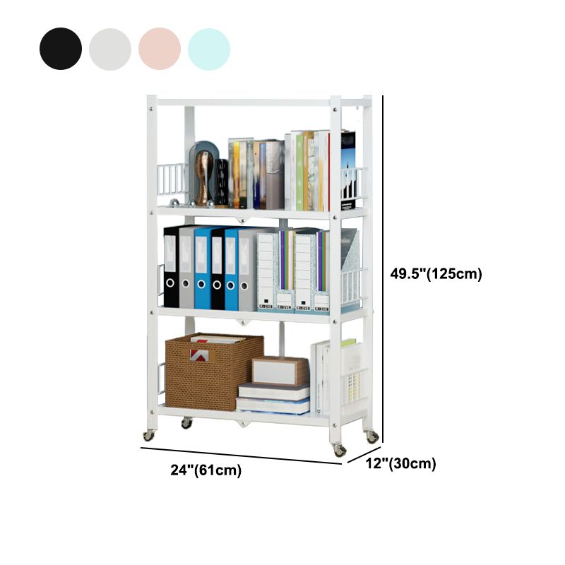 Foldable Bookshelf Scandinavian Style Bookcase for Home Office with Casters