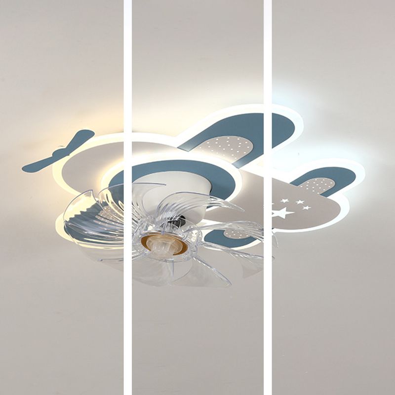 7-Blade Children Ceiling Fan LED Fan with Light for Dining Room