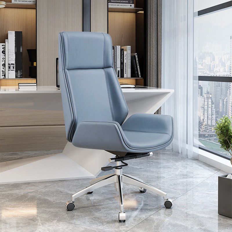 Fixed Arms Desk Chair High-back Ergonomic Leather Office Chair