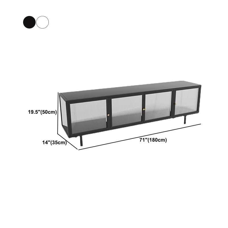 Industrial Metal TV Stand Home Enclosed Storage TV Cabinet with Glass Doors