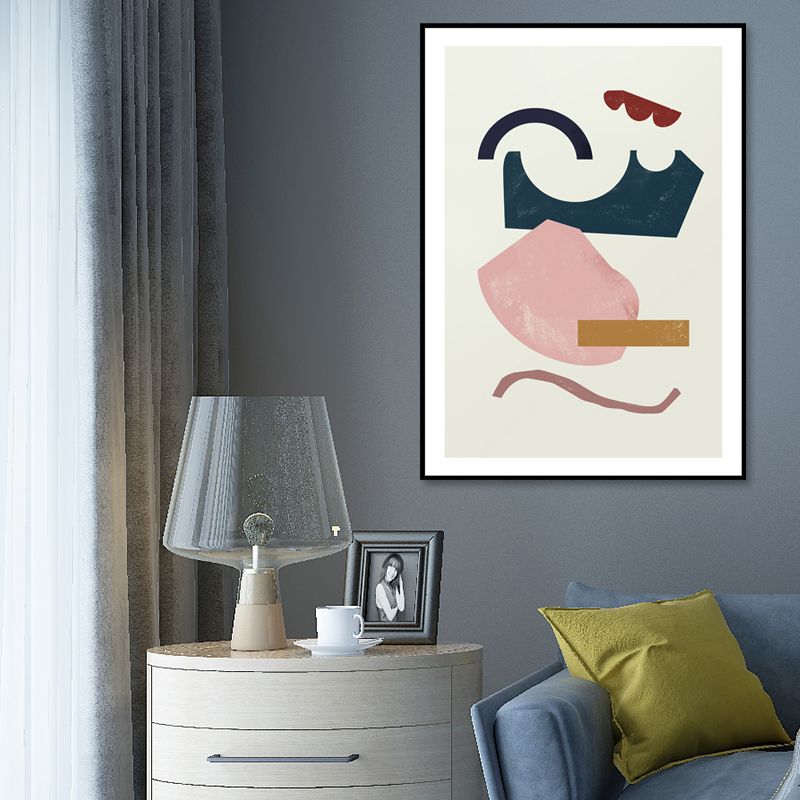 Morandi Abstract Wall Decor Nordic Textured Canvas Print in Soft Color for Hallway