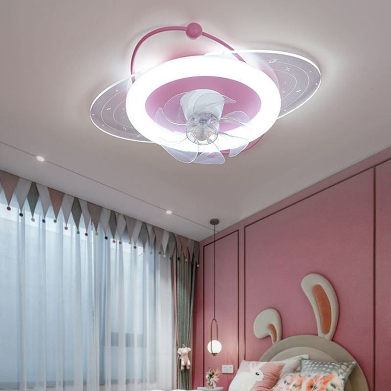 7-Blade Ceiling Fan Children Metallic Pink/Blue Fan with Light for Room
