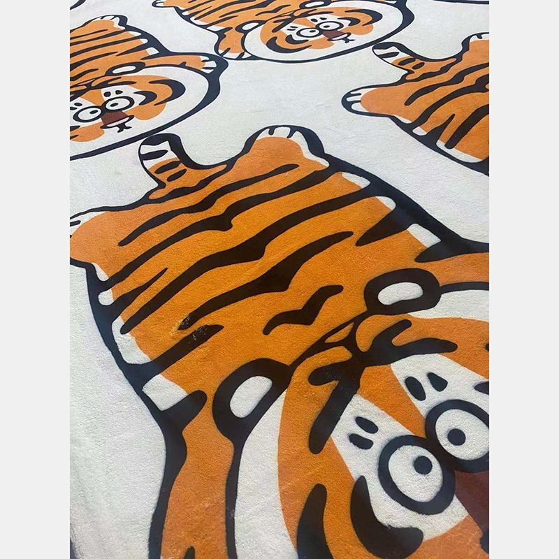 Orangefarbener Tiger Musterbereich Teppich Polyester Fläche Teppich nicht rutschfestem Rückenteppich für Wohnzimmer