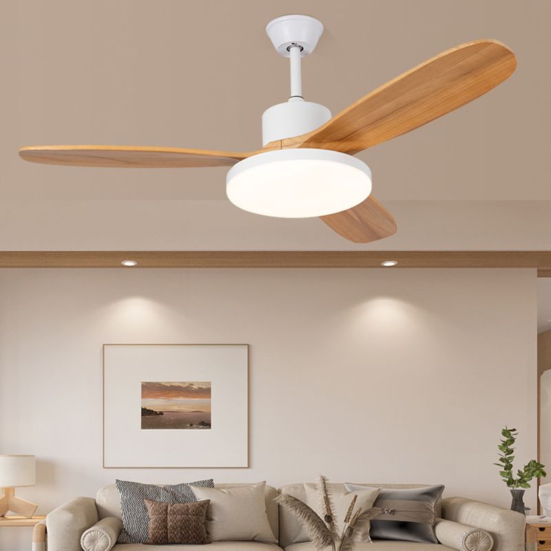 Modern Beige/Black/White Ceiling Fan Lamp Wooden LED Ceiling Fan Light for Dining Room