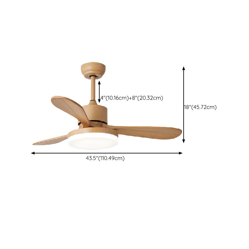 Wooden LED Ceiling Fan Light Fixture Contemporary Ceiling Lamp for Bedroom